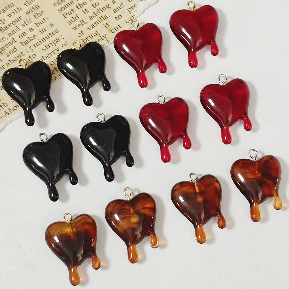Resin Craft Projects - 10 adet Kan Damlası Kalp Şeklinde