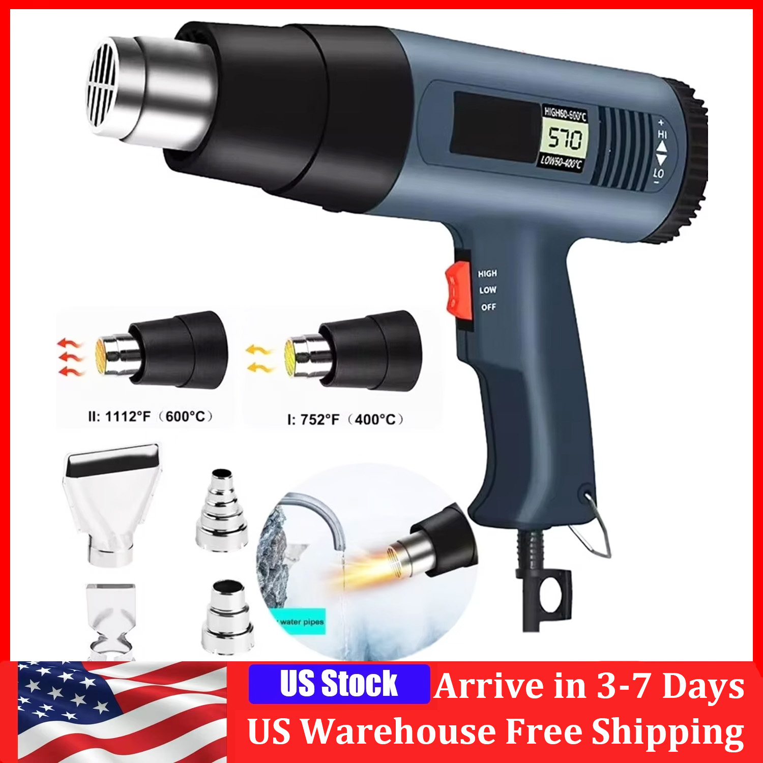 Heat Gun Small - 2000W Elektrikli Isı Tabancası LCD Ekranlı